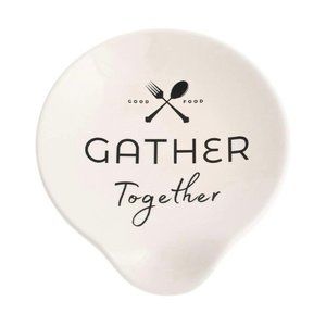 Gather Together Black White 5 x 4 Ceramic Stoneware Spoon Rest
